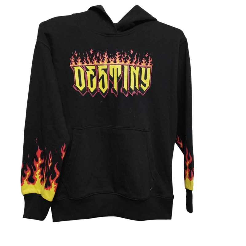 BUZO ALG NEGRO CAPUCHA FUEGO DESTINY TERRANOVA T10/11 MANCHITA