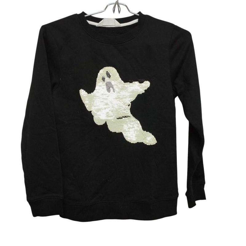 BUZO DEP NEGRO FANTASMA LENTEJUELAS BRILLA H&M T8/10