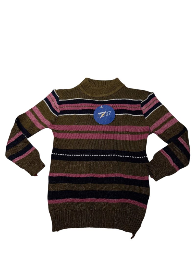 MEDIA POLERA LANA VERDE ROSA RAYAS NUEVO BOLT T2AP
