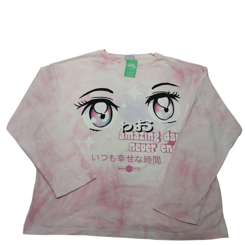 REMERA ALG BATIK ROSA LILA BCO OJOS AMAZING DAYS NEVER END ZARA T10