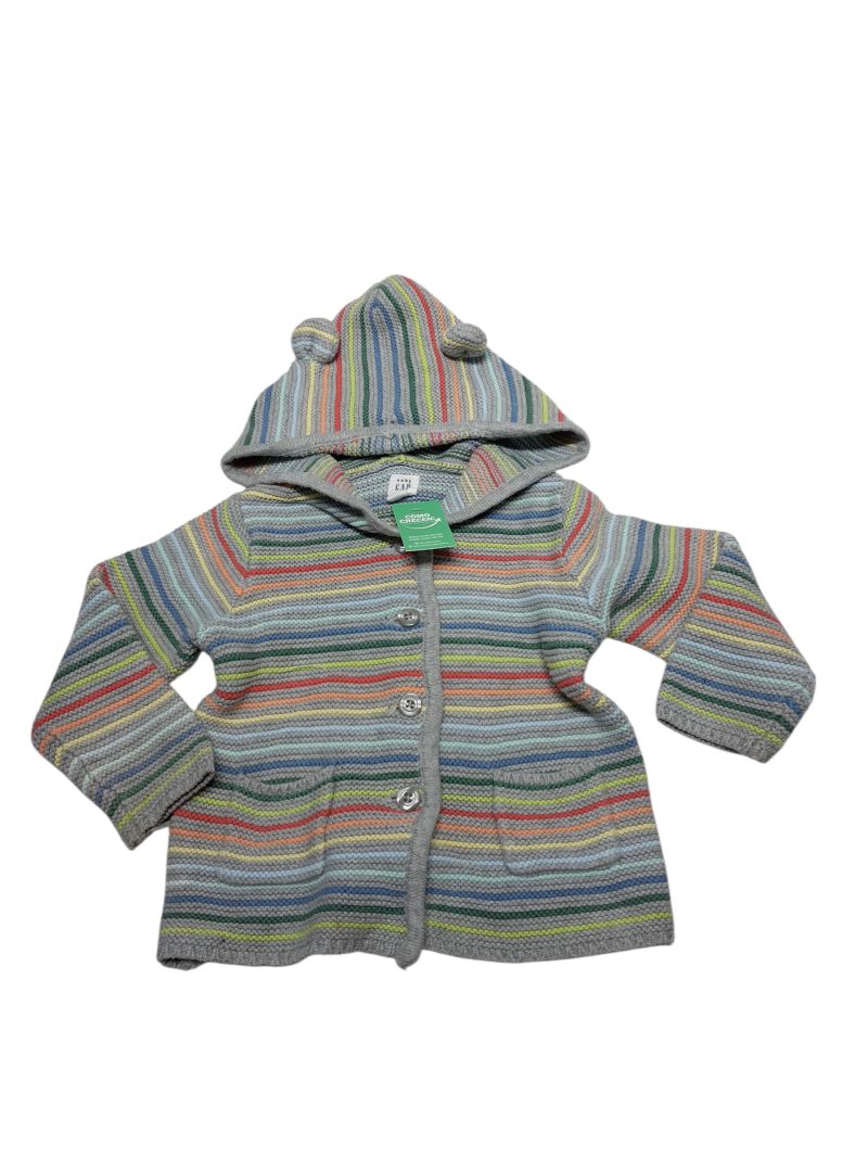 SACO CON CAPUCHA HILO GRUESO RAY GRIS NARNAJA CEL GAP T18/24M