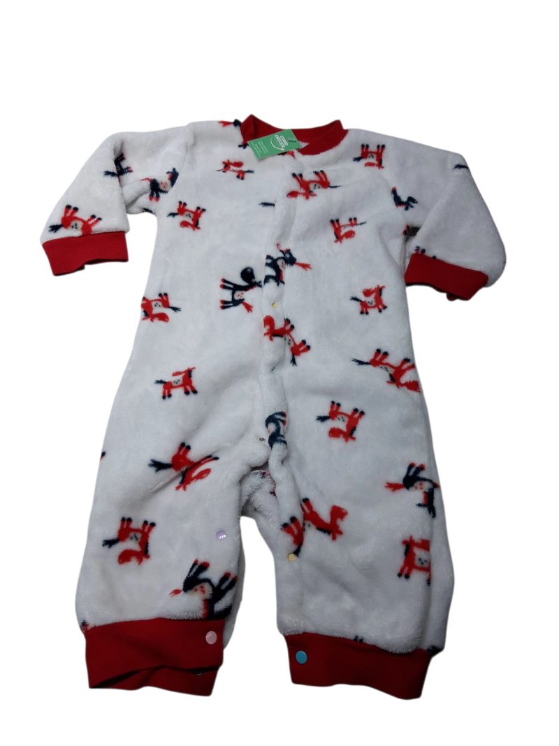 PIYAMA PELUDITO BLANCO ROJO BURROS ROJOS T9M AP