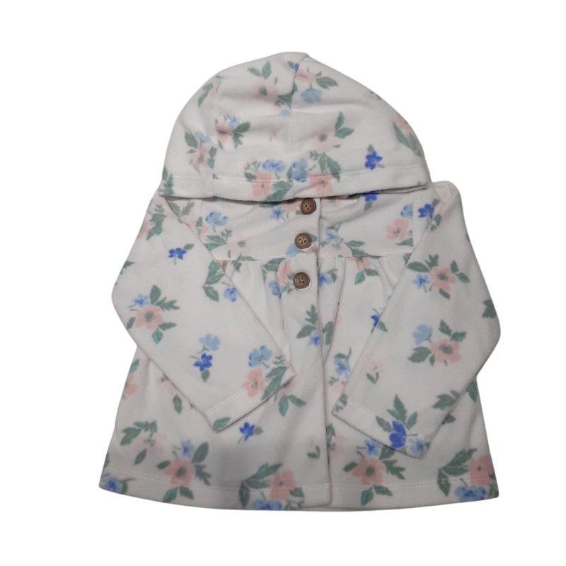 SACO POLAR BCO CAPUCHA FLORES ROSA CELESTE 18M CARTERS