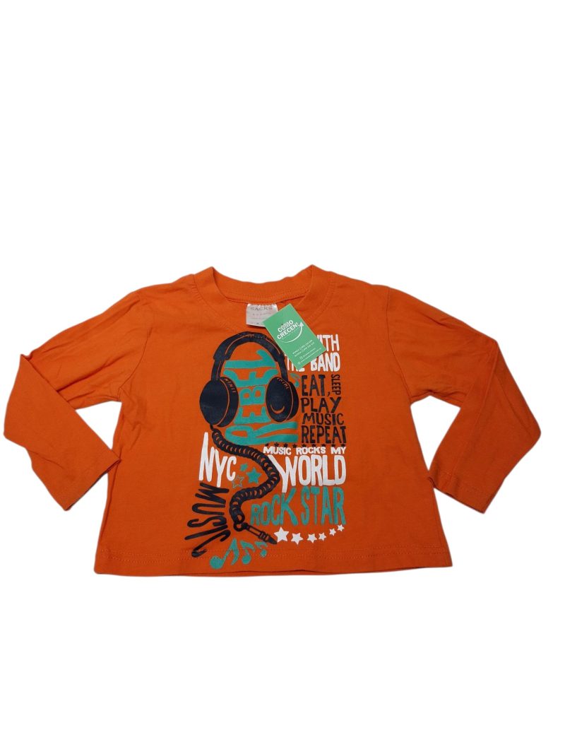REMERA ALG NARANJA AUDIFONOS FRASES SACKS T1/2