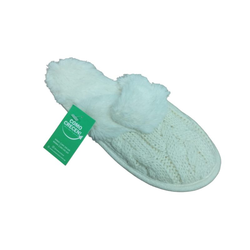 PANTUFLAS CREMITA PELUDITAS C LANA