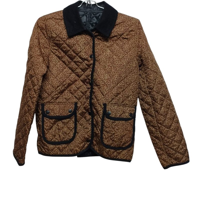 CHAQUETA NYLON MARRON NEGRO ANIMAL PRINT CUELLO PANA  T S AP