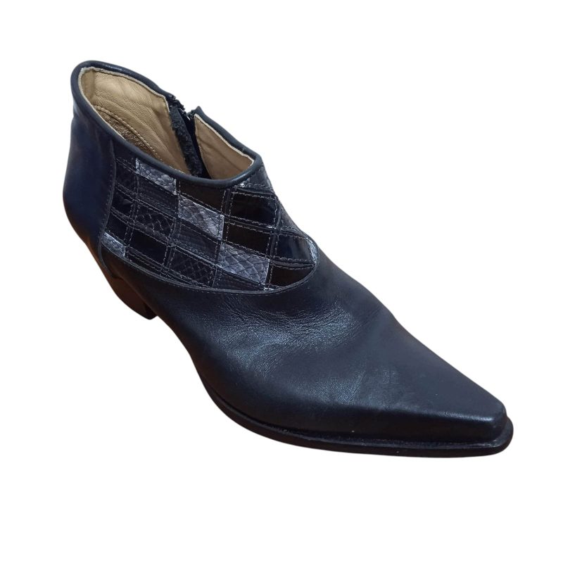 BOTAS BOTIN BAJO NEGRO GRIS TIPO APLIQUE SAGALI T39 PTA DET