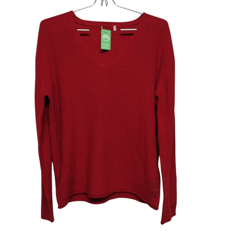 BUZO ACRILICO ROJO ESC EN V PIEDRITAS SCSY T M AP