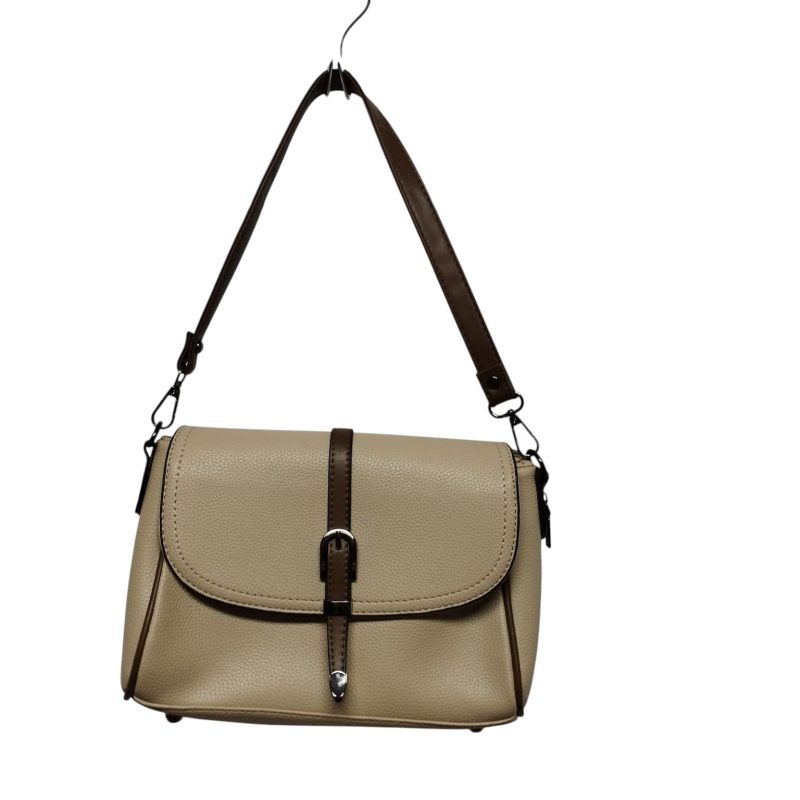 CARTERA CUERINA BEIGE MARRON HEBILLA