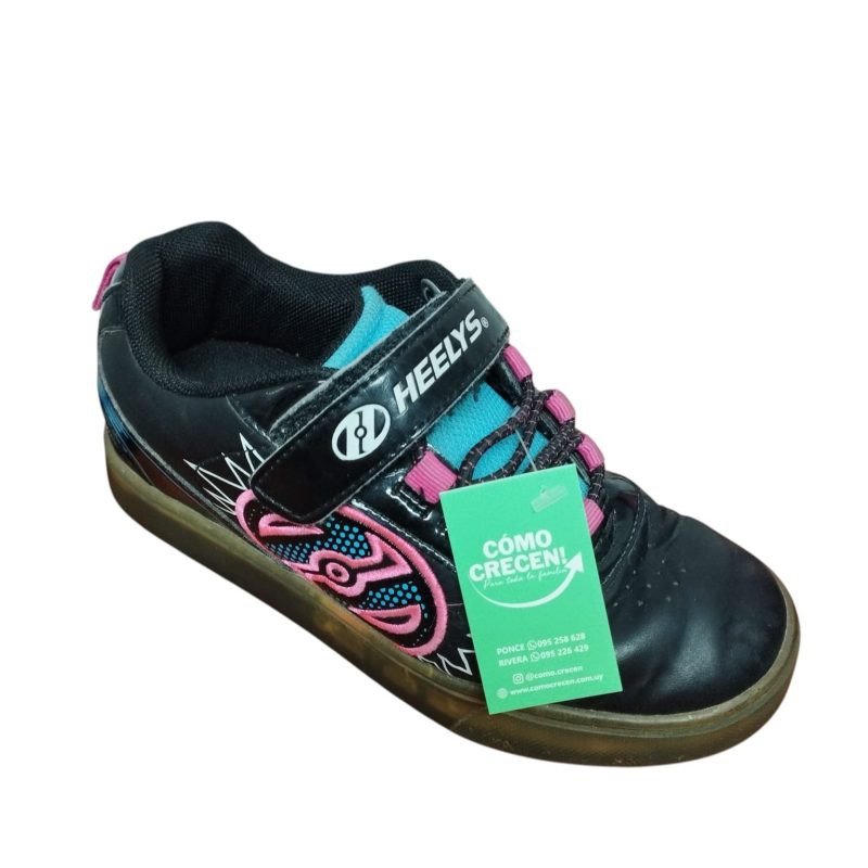 CHAMPIONES NEGROS ROSADO HEELYS T33 cuerina pelando