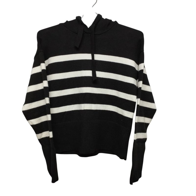 BUZO LANA CORTO NEGRO RAYAS BLANCAS CAPUCHA TS AP
