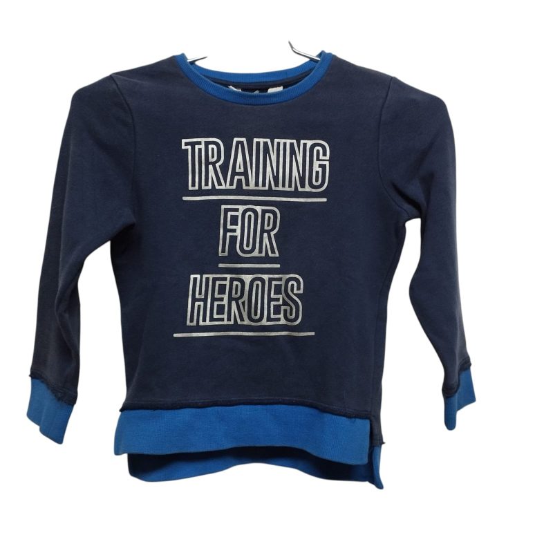 BUZO ALG S/FELPA AZUL CELESTE LETRAS GRIS EN RELIEVE H&M T 4-6 DEC