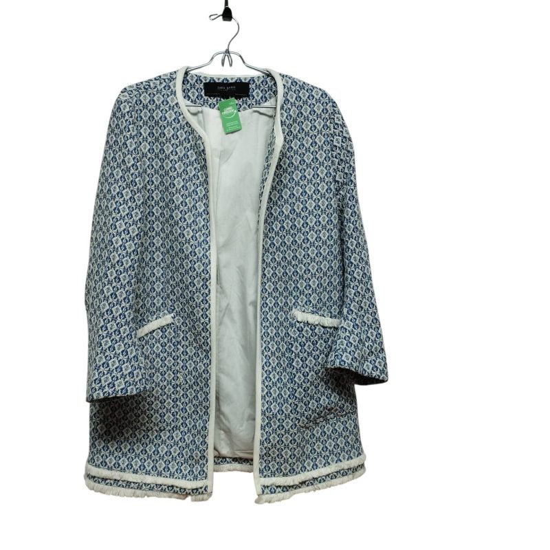 CHAQUETA LARGA BLANCA AZUL FLECOS ZARA TXL