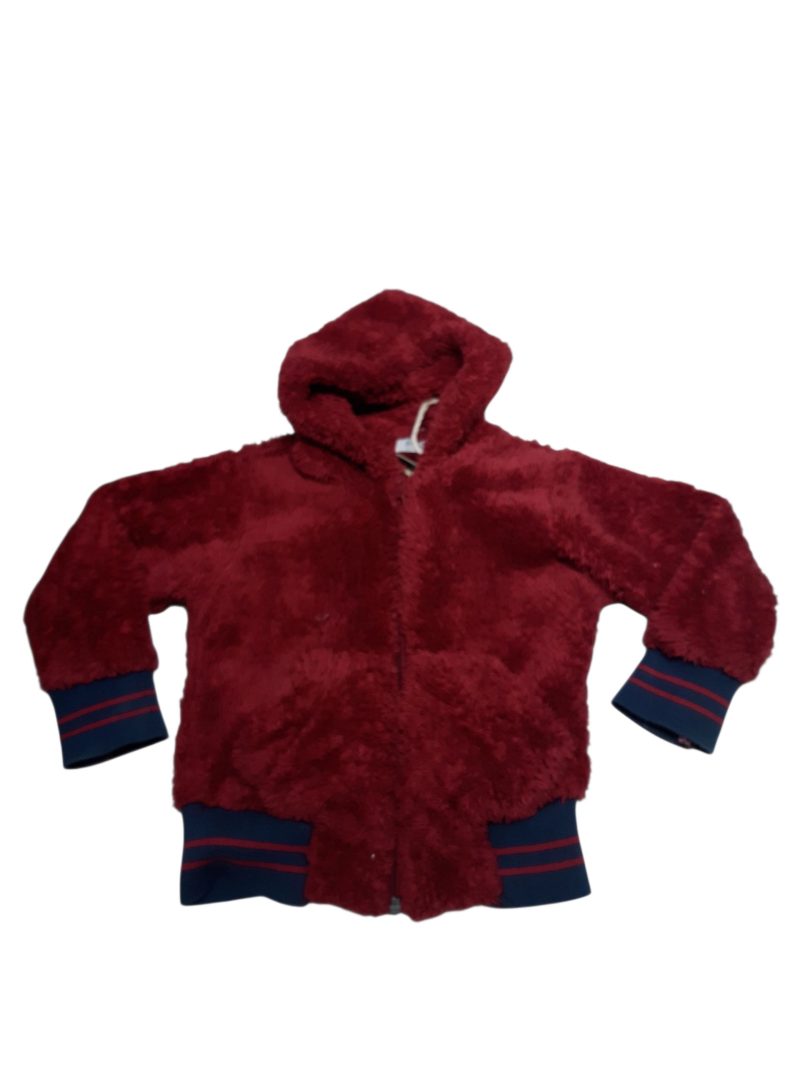 CAMPERA PELUDITA BORDO PUÑOS AZULES MKL T1