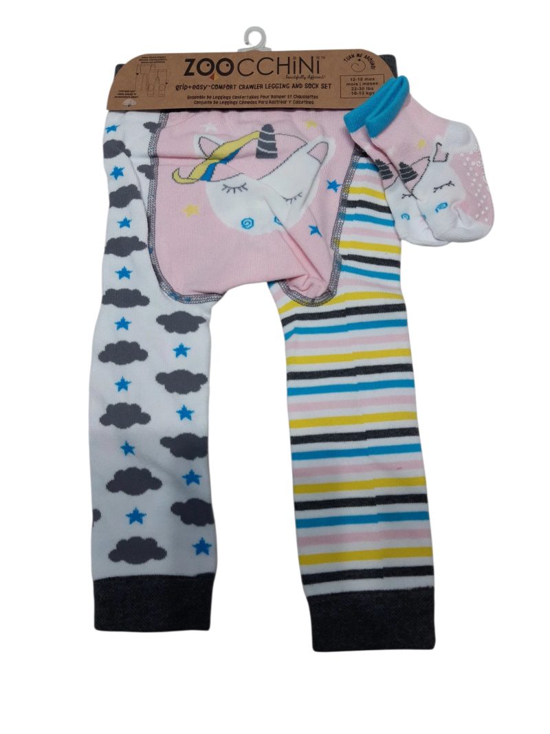PANTY + MEDIAS BCO ROSA UNICORNIO ZOOCCHINI T12/18M NUEVAS