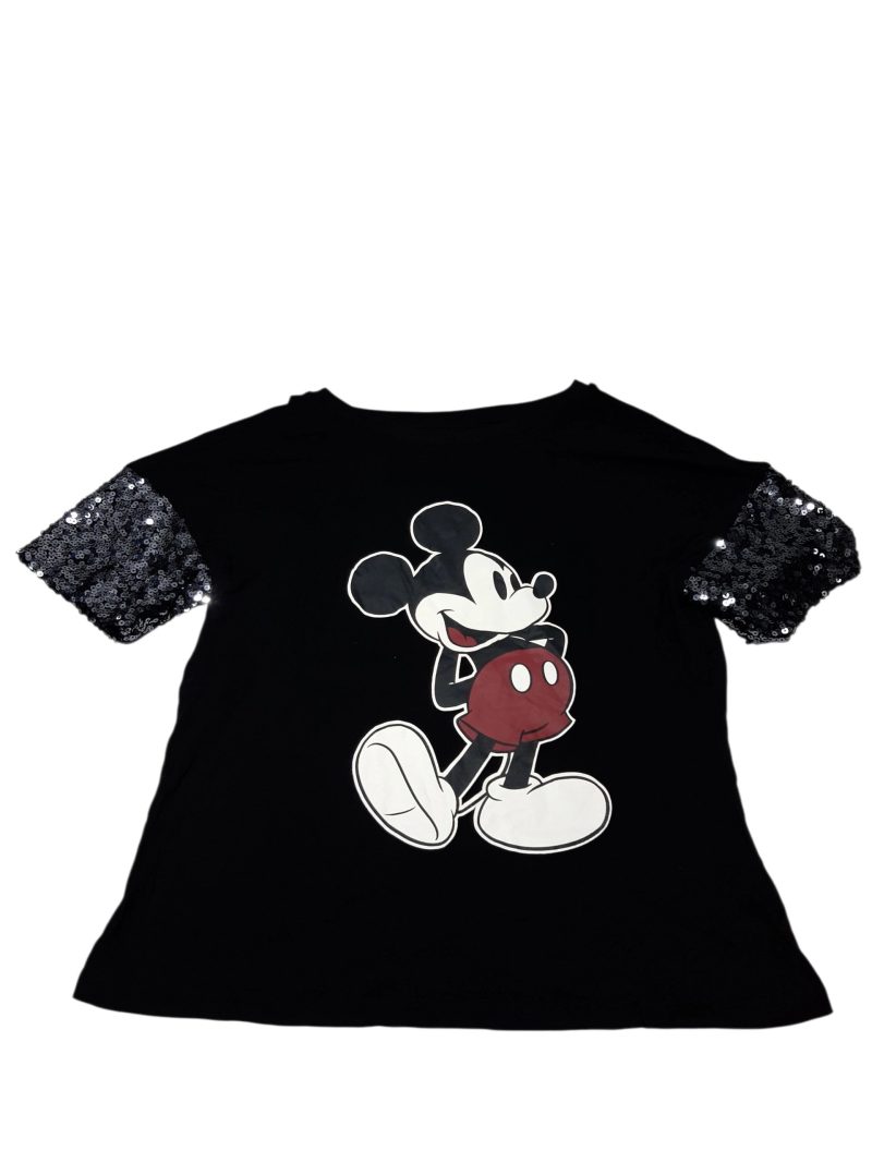 REMERA NEGRA MICKEY MANGAS LENTEJUELAS DISNEY TP