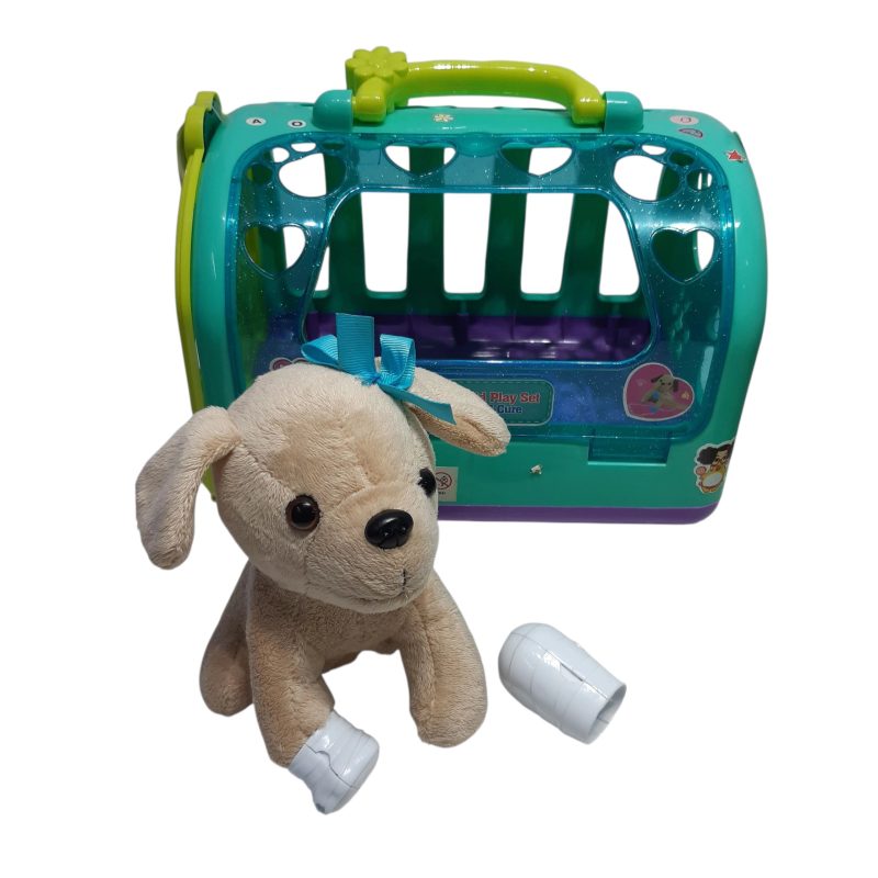 VALIJA VERDE AGUA CON PERRITO DE PELUCHE