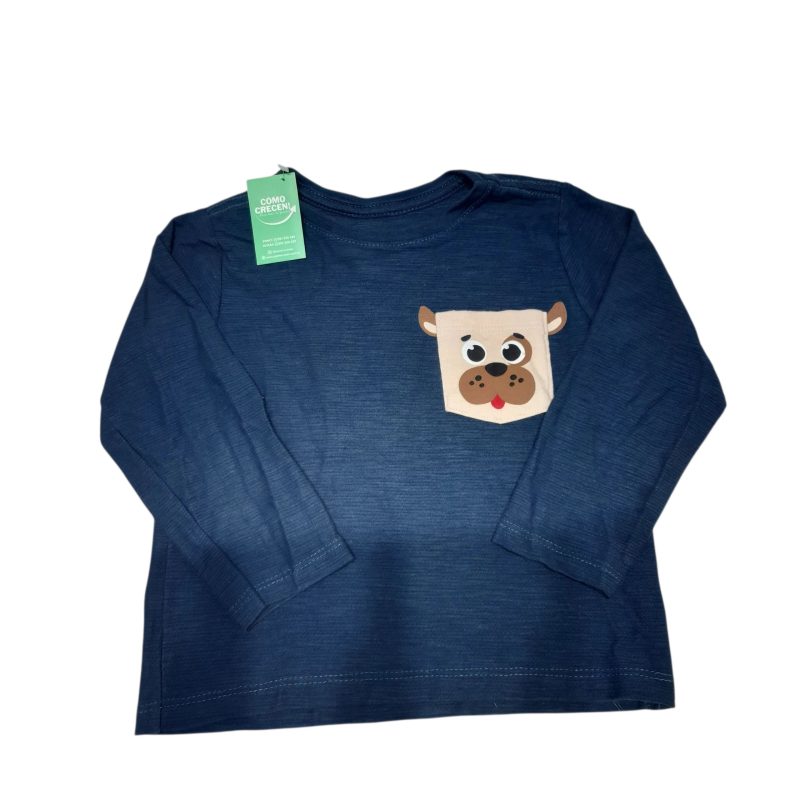 REMERA AZUL BOLSILLO PERRO POIM T2