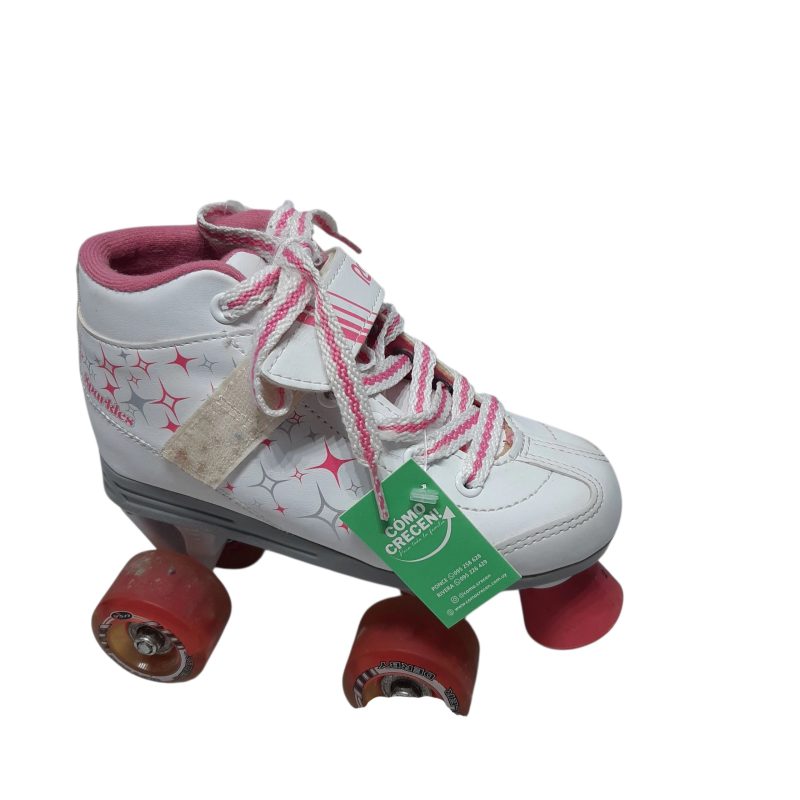 PATINES 4 RUEDAS BCOS ROSA ROLLER DERBY CASCO Y PROTECCIONES T2/33 RAS - Imagen 2