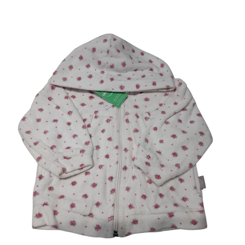 CAMPERA PIEL DURAZNO BCA FLORES ROSA CAPUCHA 1 T6M APROX
