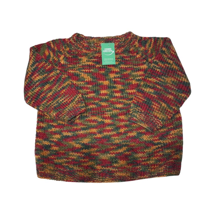 BUZO LANA RAYADO COLORES VERDE ROJO AMARILLO ARTESANAL T3