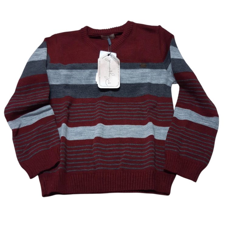 BUZO TEJIDO BORDO GRIS ESCOTE EN V PLAYGROUND T3