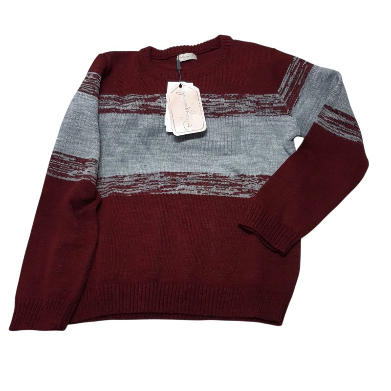BUZO TEJIDO BORDO GRIS CUELLO A LA BASE  PLAYGROUND T10