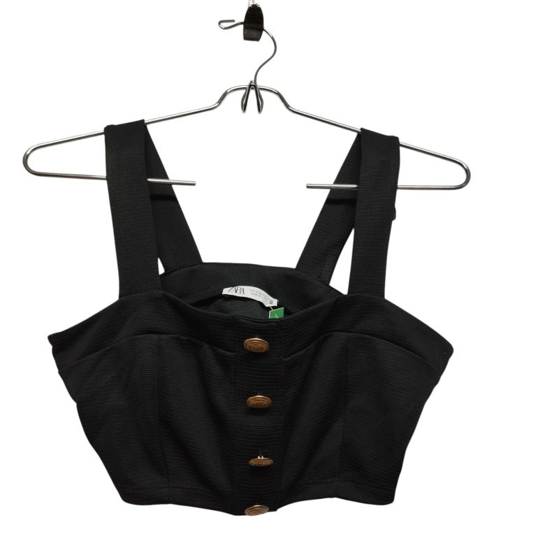 MUSCULOSA TOP ALG NEGRO BOTONES DORADOS ZARA T S