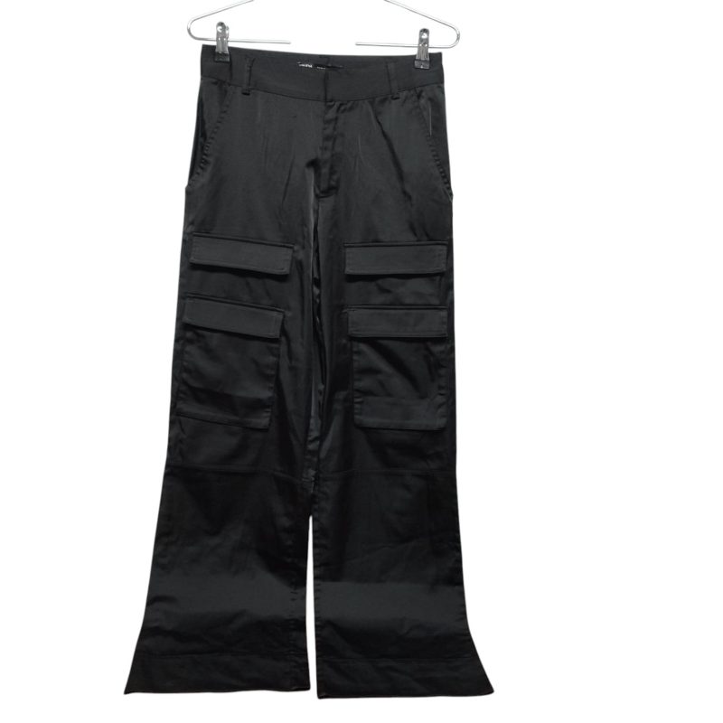 PANTALON RASO NEGRO CARGO ZARA T XS ENGANCHE