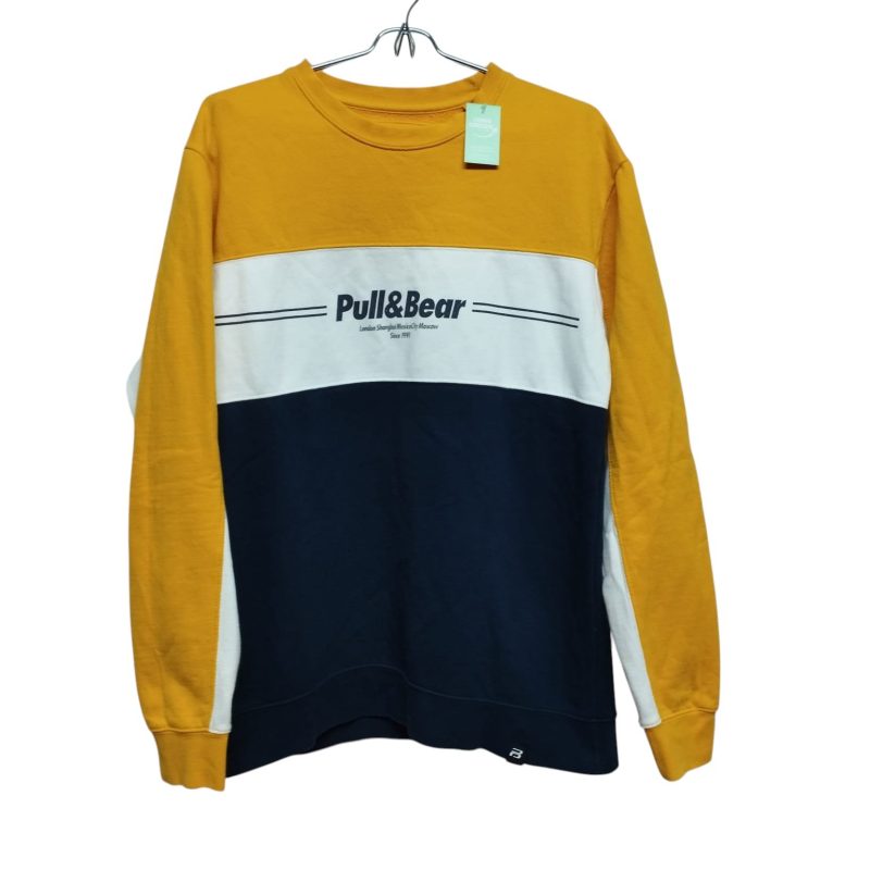 BUZO ALG C FELPA AZUL BCO AMARILLO PULL & BEAR T M FR