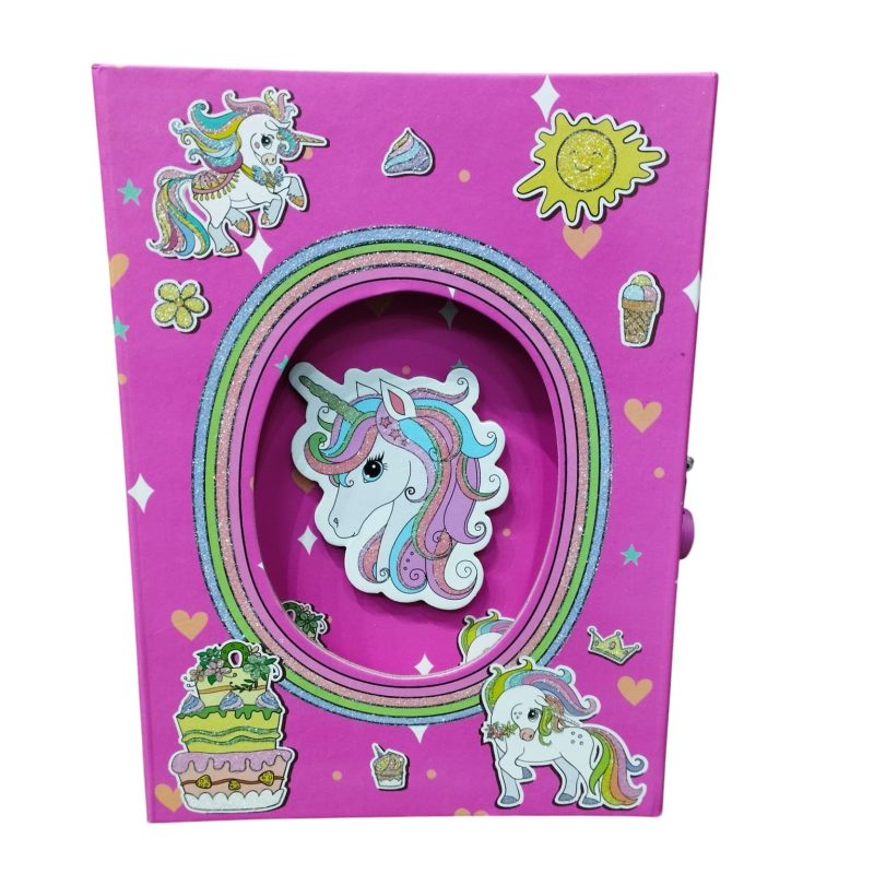 DIARIO INTIMO ROSADO UNICORNIO BRILLOS