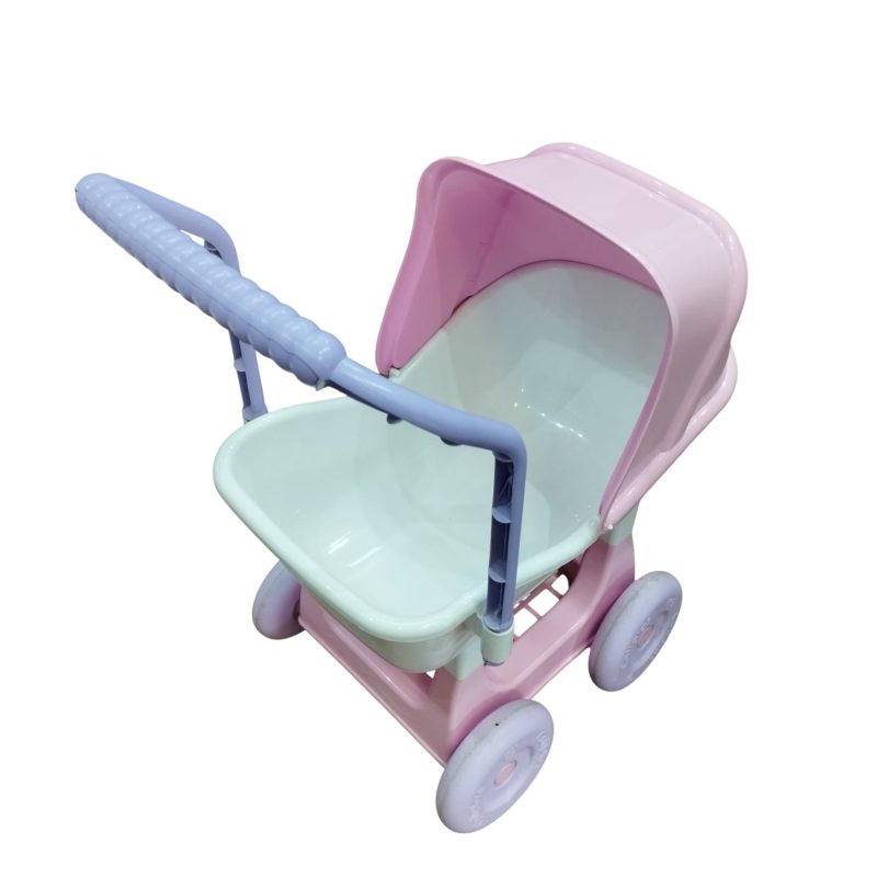 COCHECITO BEBE PLASTICO ROSADO LILA BCO DET PEGOTIN - Imagen 2
