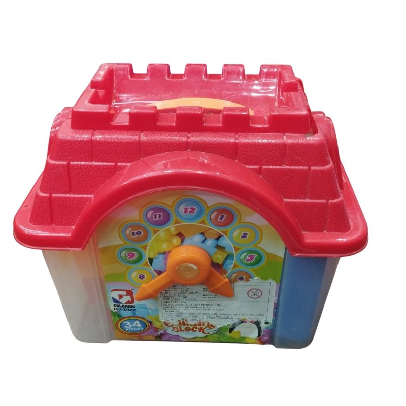 BLOQUES COLORES EN CAJA CON RELOJ DET CAJA RAJADA