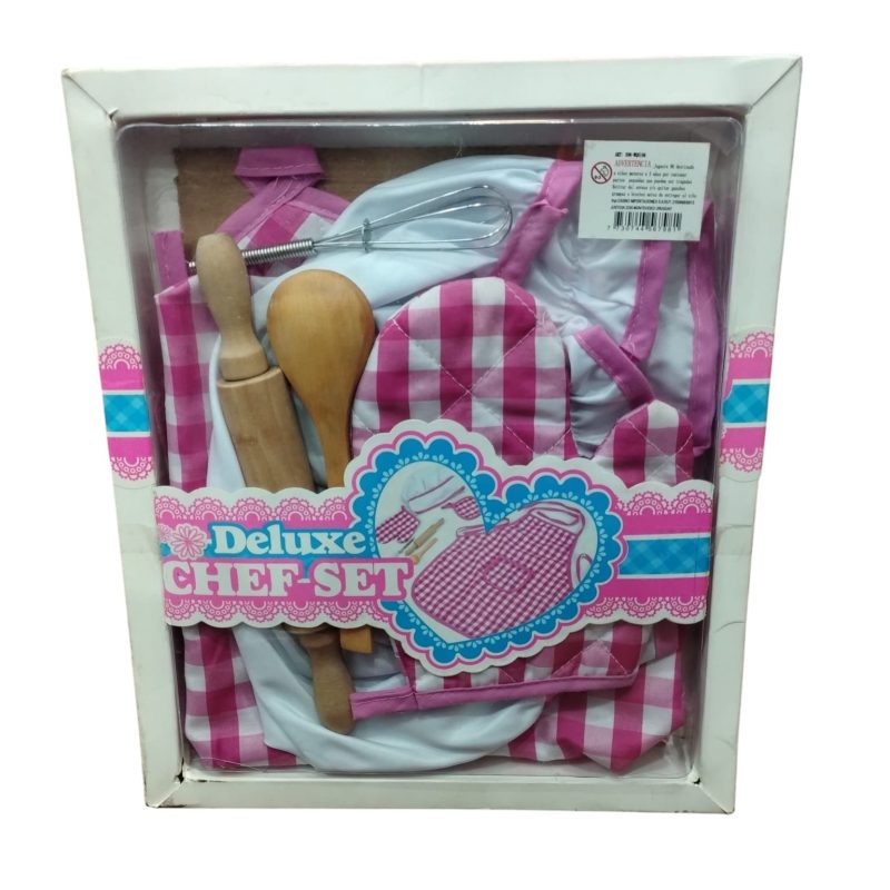 SET CHEF EN CAJA DELANTAL GUANTE COFIA UTENSILLOS COCINA