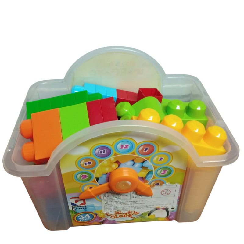 BLOQUES COLORES EN CAJA CON RELOJ DET CAJA RAJADA - Imagen 2