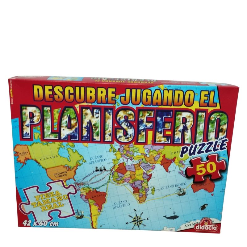 DESCUBRE JUGANDO EL PLANISFERIO PUZZLE 50 PIEZAS 42*60