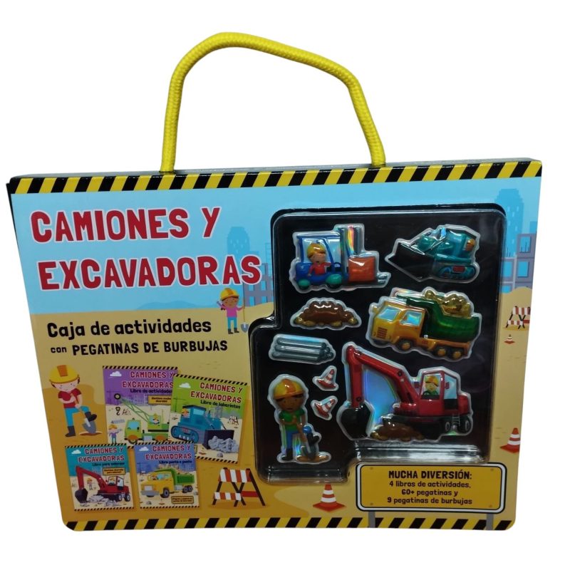 CAMIONES CAJA DE ACTIVIDADES CON PEGATINAS DE BURBUJAS