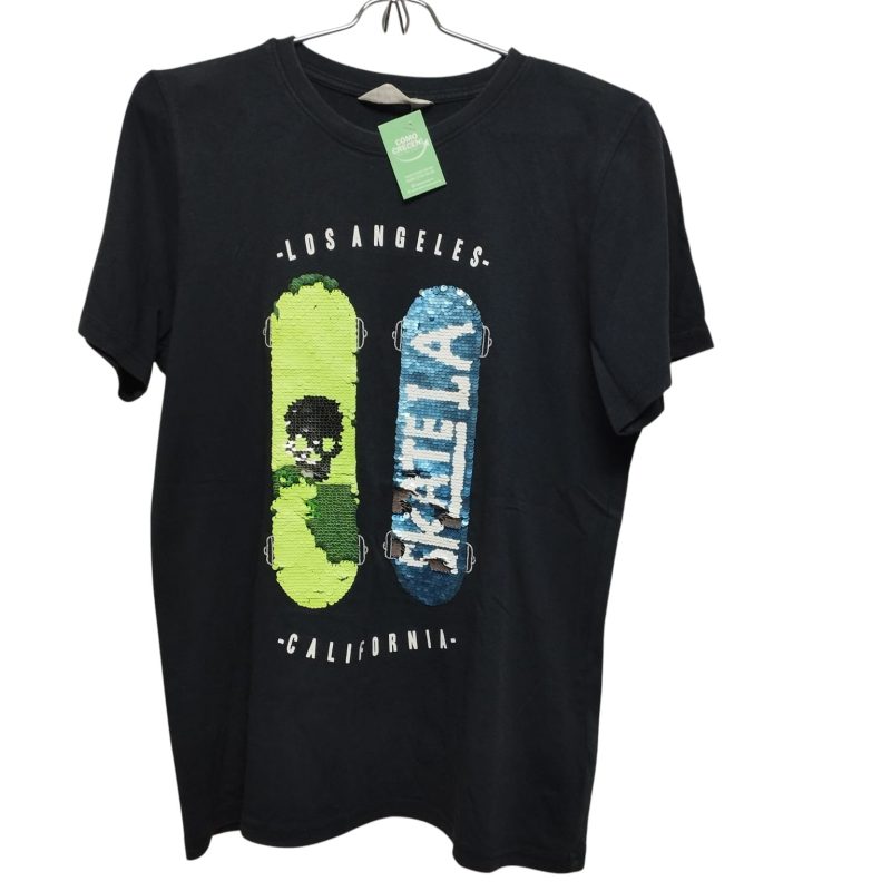 REMERA ALG AZUL SKATES LENTEJUELAS H&M T 12-14