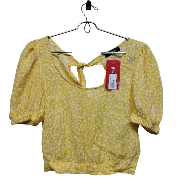 BLUSA TOP ESTILO CAMPESINA AMARILLA FLORES BCAS GUAPA T 34-NUEVA