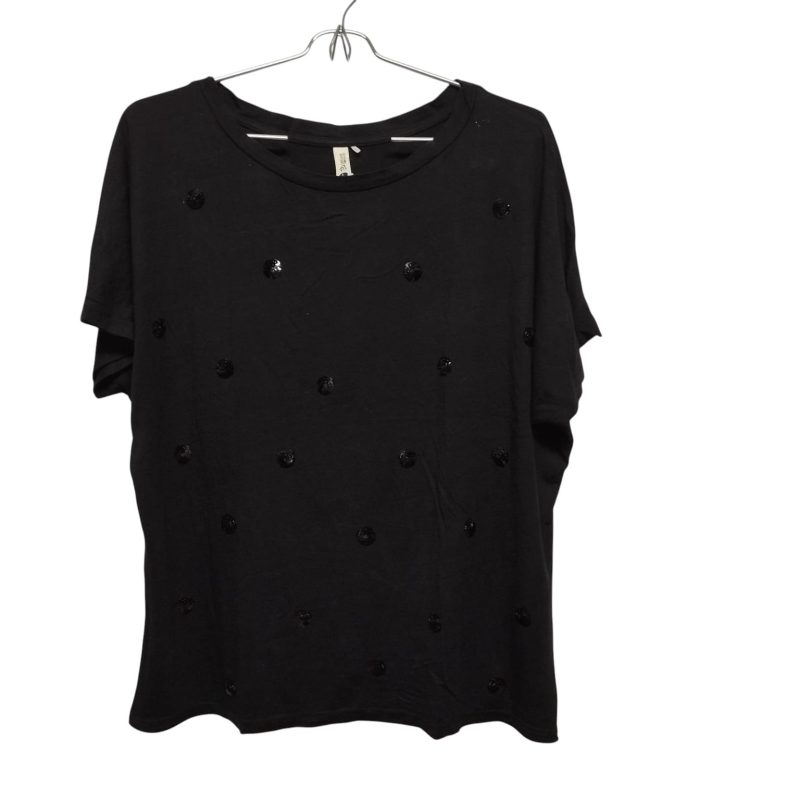 REMERA ALG NEGRO CIRCULOS LENTEJUELAS INDIAN T L