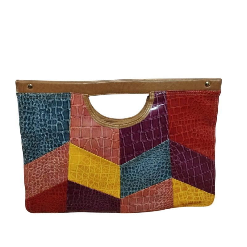 SOBRE CARTERA CUADROS COLORES COMO COCODRILO CUERINA