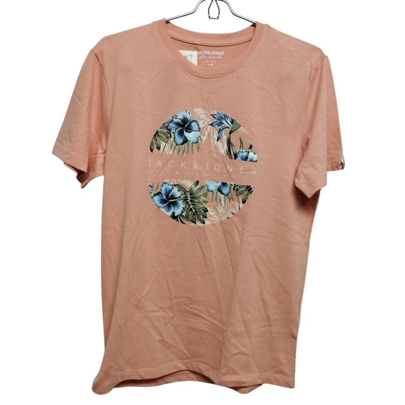 REMERA ALG SALMON HOJAS VERDE FLORES AZUL JACK & JONES T S
