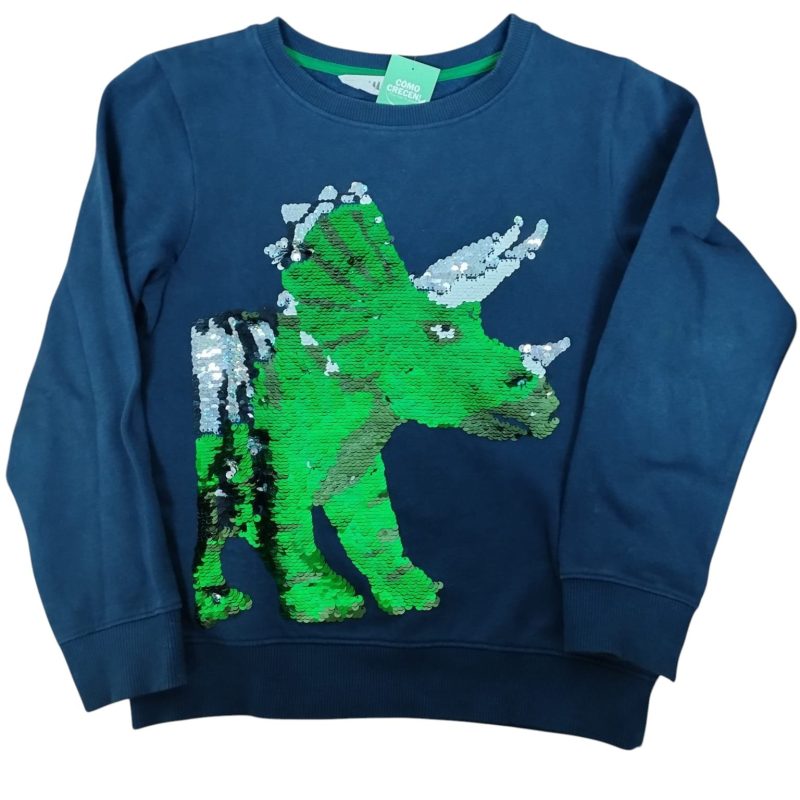 BUZO ALG AZUL DINOSAURIO LENTEJUELAS H&M T6/8 manchita