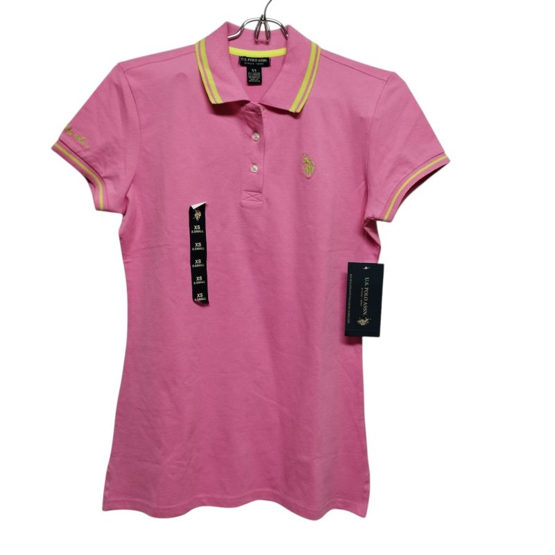 REMERA PIQUE ROSADO AMARILLO U.S POLO T XS NUEVA
