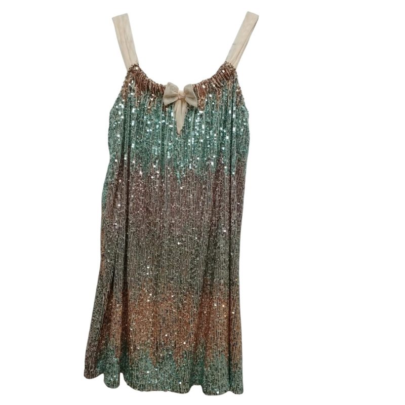 VESTIDO BEIGE LENTEJUELAS COLORES ZARA T 13-14 - Imagen 2