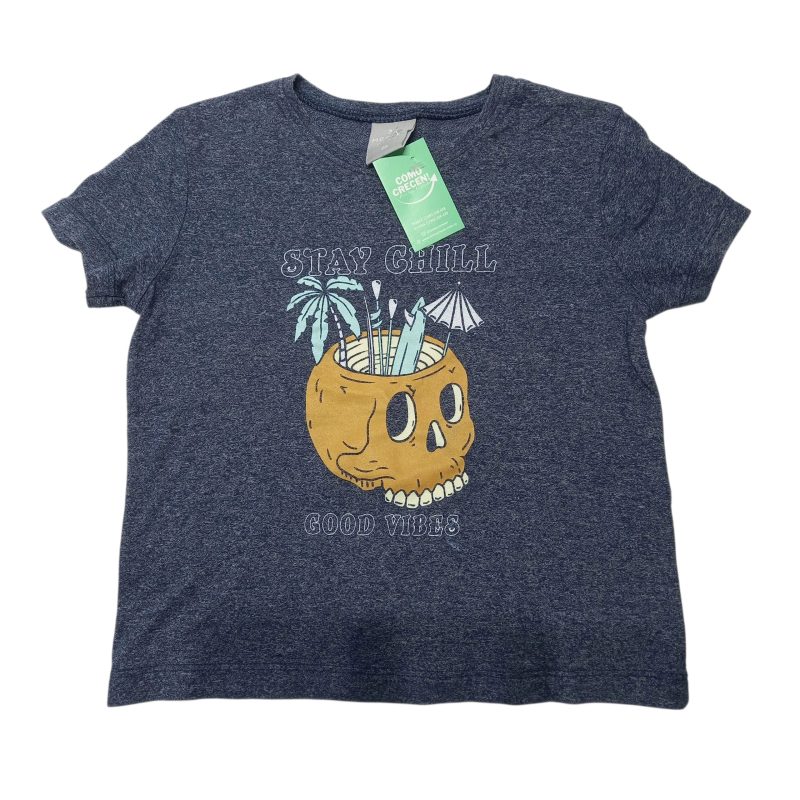 REMERA ALG AZUL STAY CHILL GOOD VIBES CALAVERA HERING KIDS T2