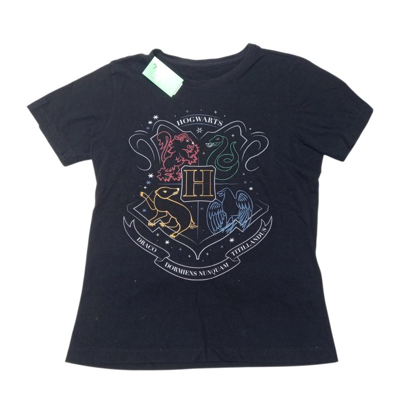 REMERA ALG NEGRA HOGWARTS HARRY POTTER T7/8 GT