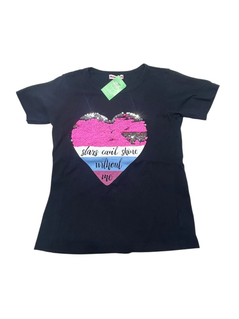 REMERA ALG AZUL CORAZON LENTEJUELAS ROSA UNGY GIRLS T8