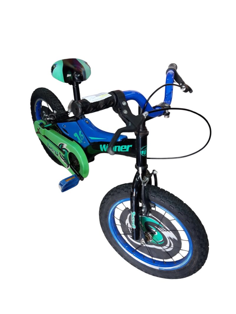 BICI AZUL VERDE ROD 16 TWISTER CON RUEDITAS ACC