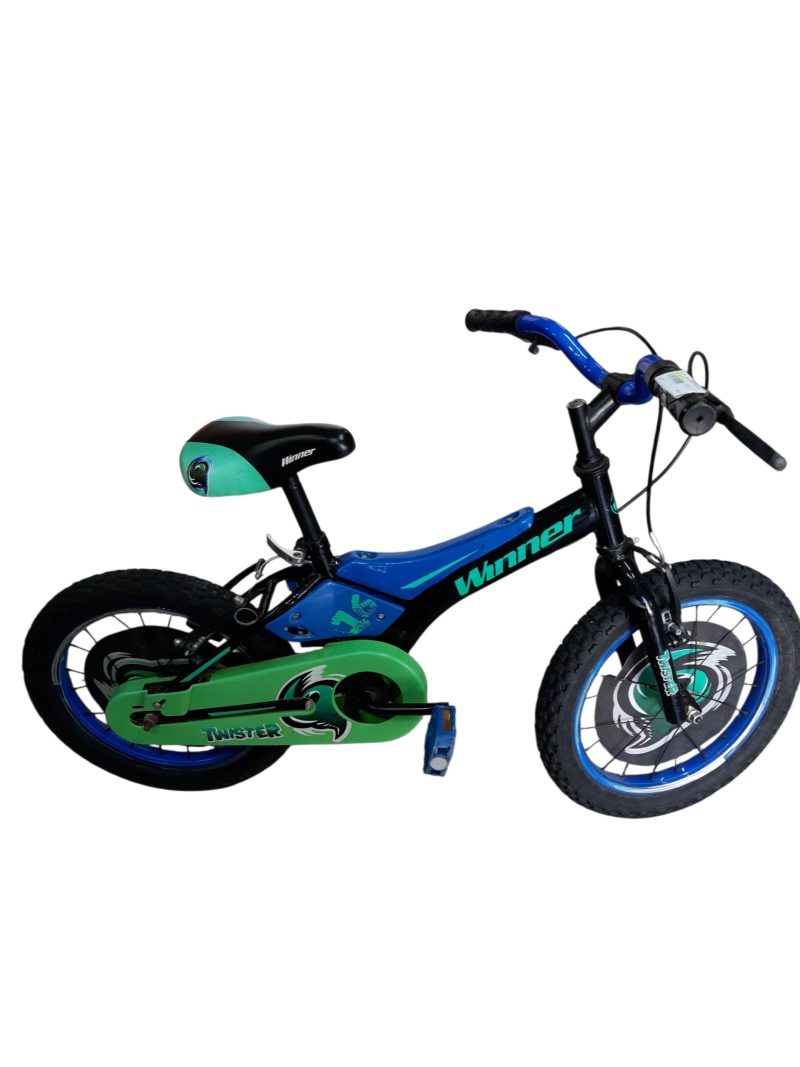 BICI AZUL VERDE ROD 16 TWISTER CON RUEDITAS ACC - Imagen 2